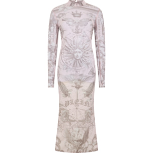 PHILIPP PLEIN Tulle Maxi Dress Open Back Butterfly Tattoo