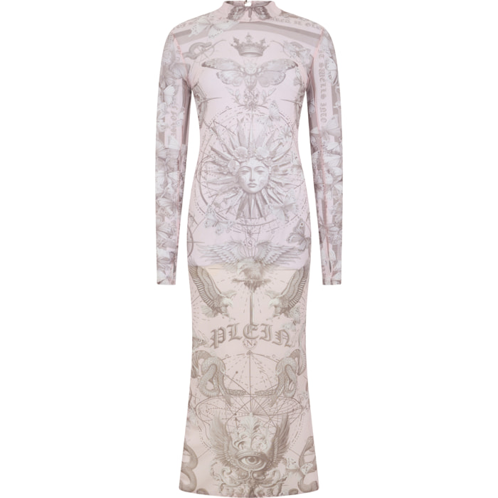 PHILIPP PLEIN Tulle Maxi Dress Open Back Butterfly Tattoo