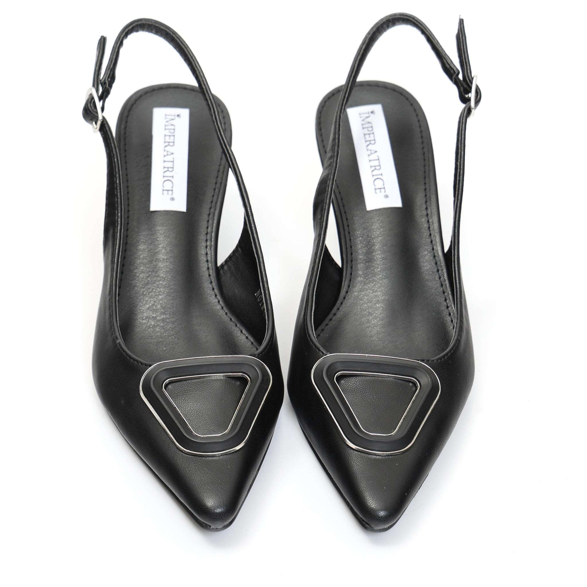 Dècolletè slingback con tacco basso a rocchetto e dettaglio sulla punta