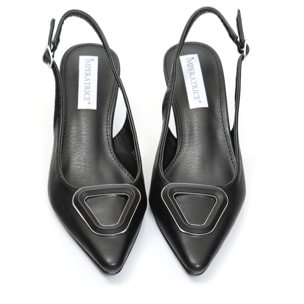 Dècolletè slingback con tacco basso a rocchetto e dettaglio sulla punta