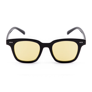 Gafas de sol PALO ALTO SAMUI - Negro brillante y bisagra de metal / De pc plana de color amarillo