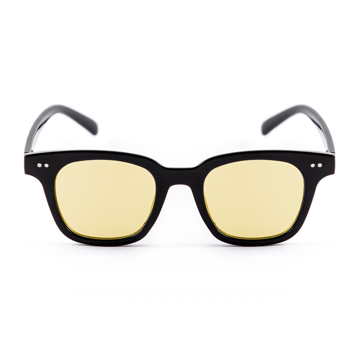 Gafas de sol PALO ALTO SAMUI - Negro brillante y bisagra de metal / De pc plana de color amarillo