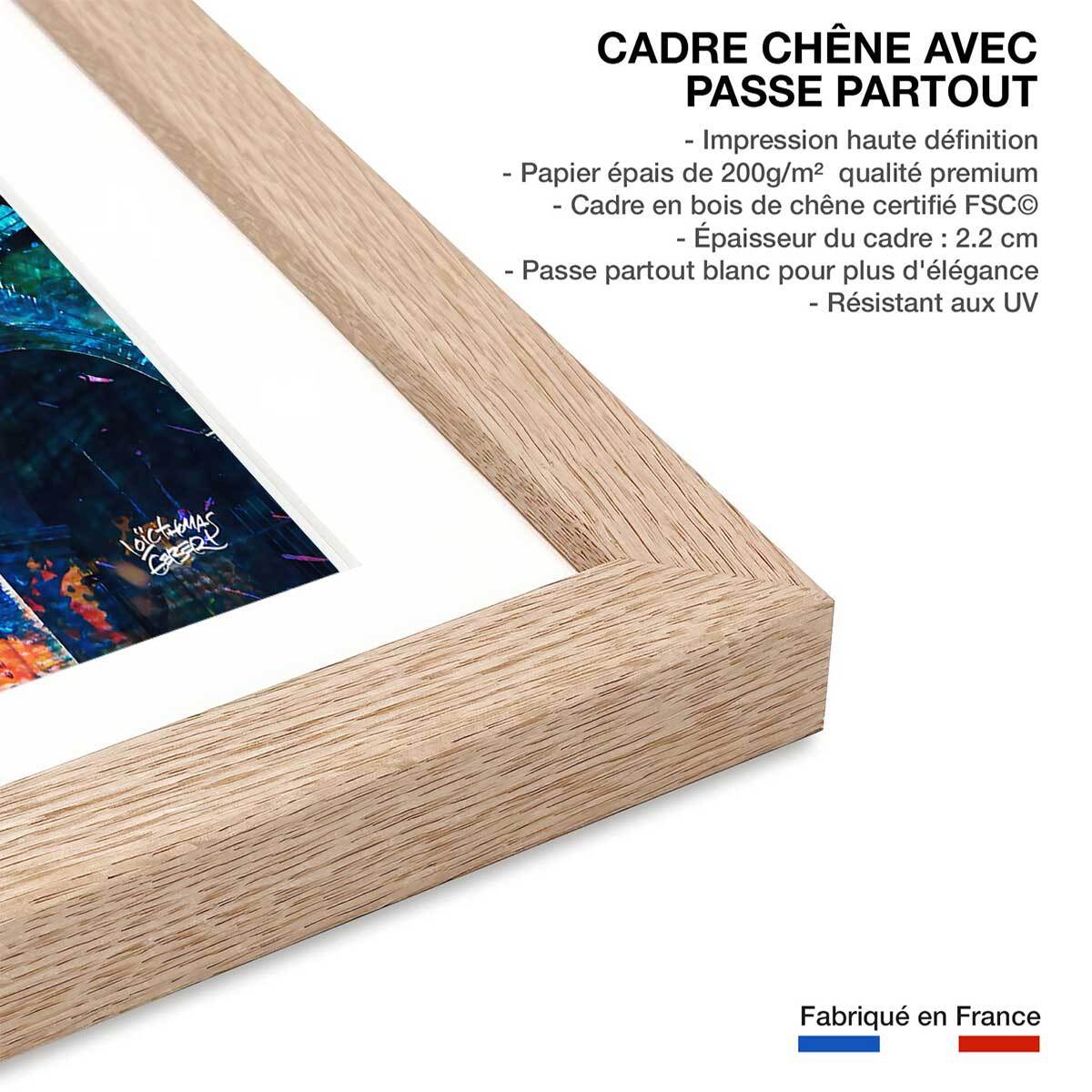 Tableau colisée popart et graffiti Affiche sous cadre bois