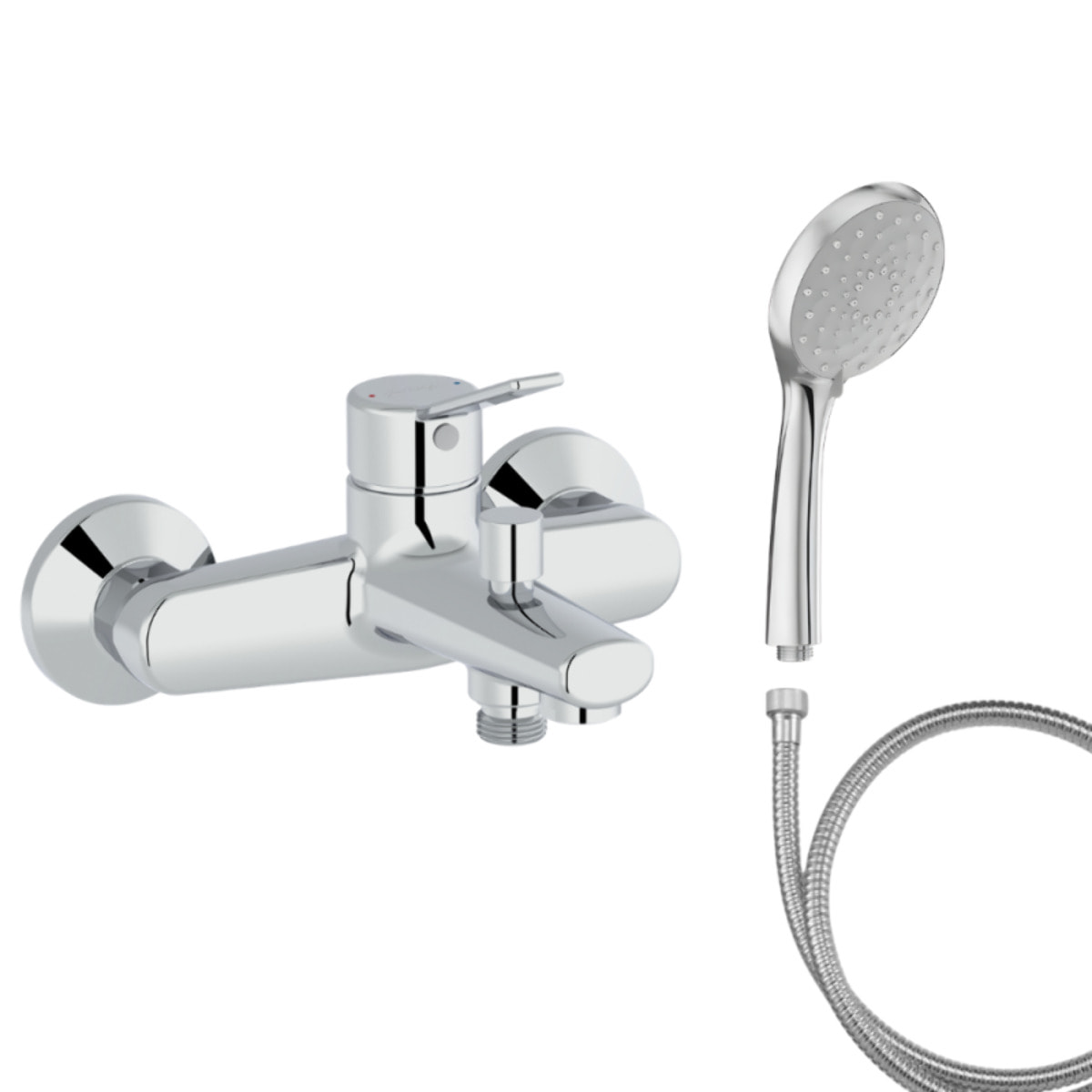 Mitigeur baignoire Eo + pommeau de douche Awaken + flexible de douche métal + colonnettes Idro'Flex