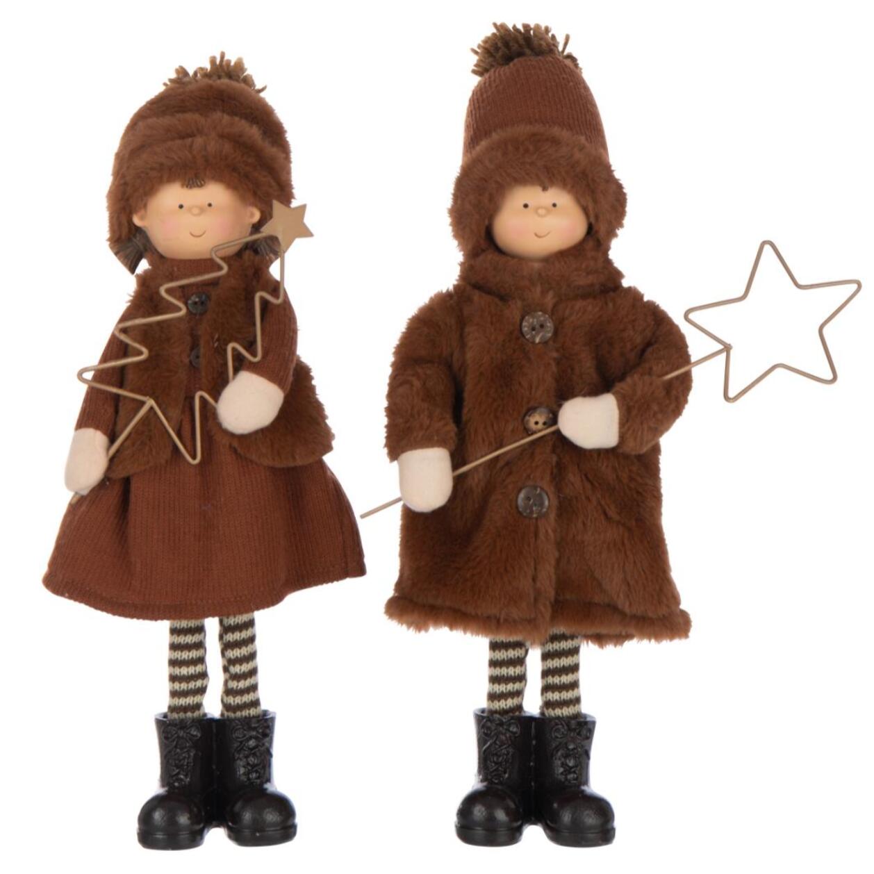 J-Line figurine Garçon/Fille Etoile + Arbre - polyester - mix - 2 pcs