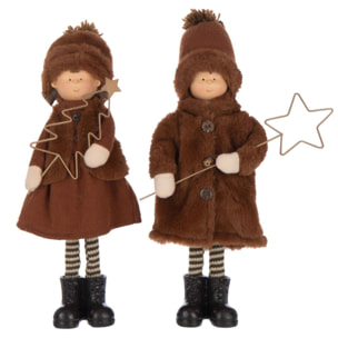 J-Line figurine Garçon/Fille Etoile + Arbre - polyester - mix - 2 pcs