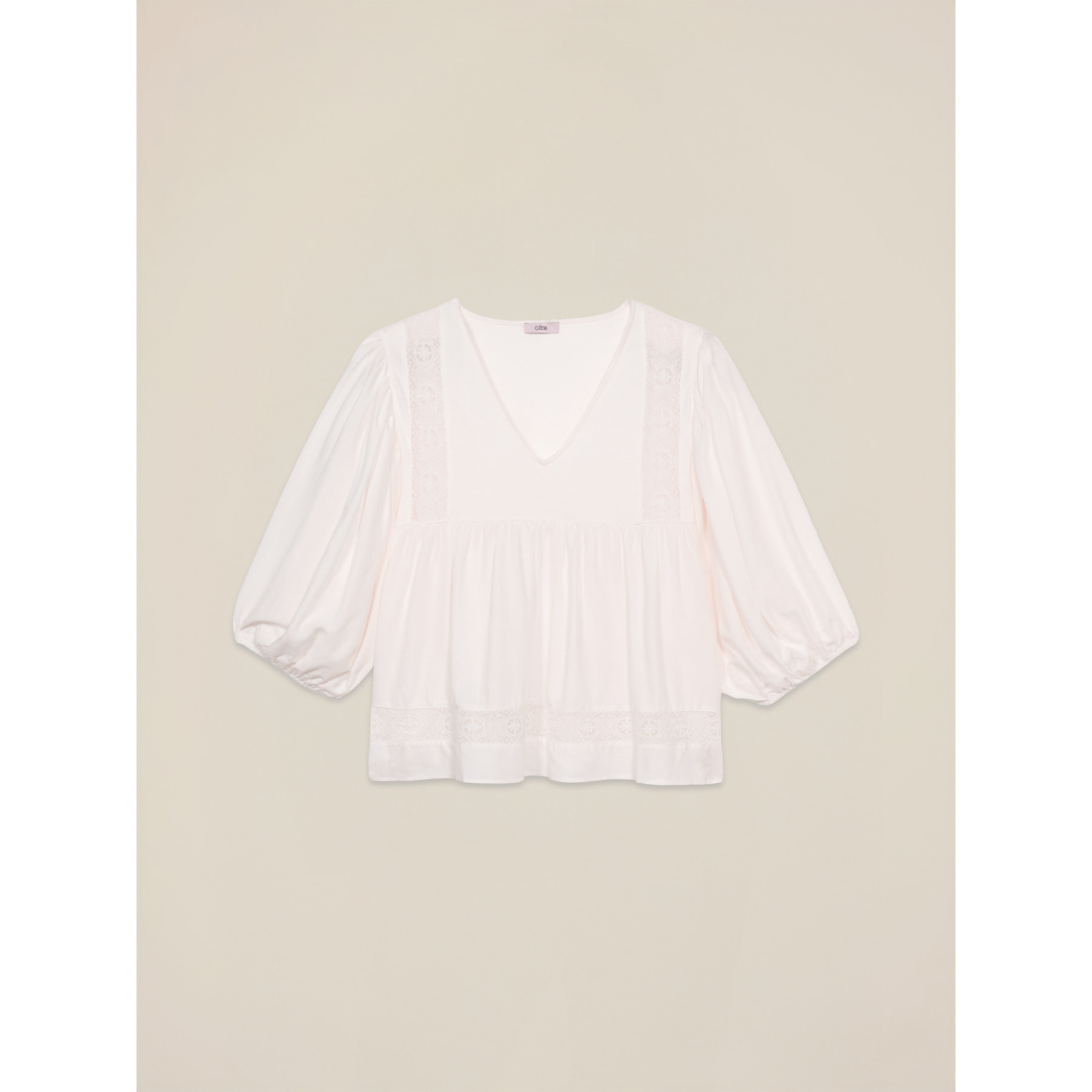 Oltre - T-shirt boxy con ajour - Bianco