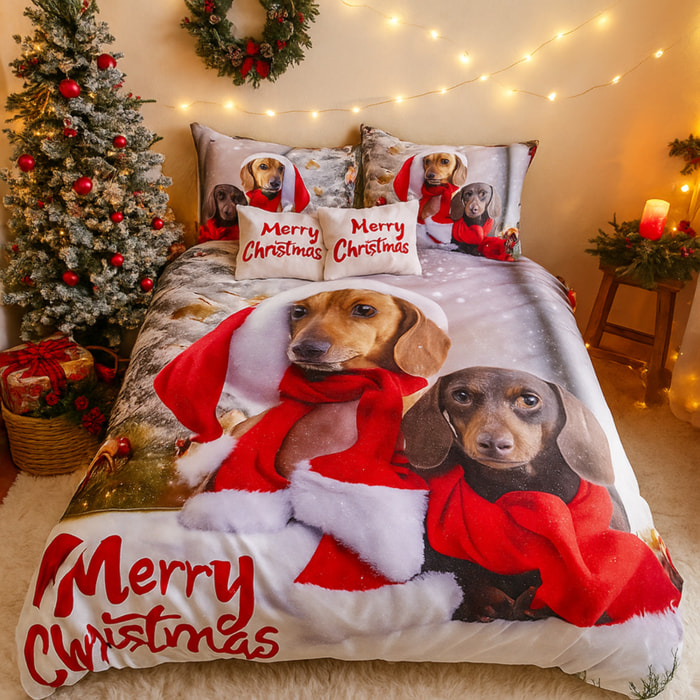 Intrecci – Parure copripiumino natalizia con stampa digitale 3D, Una piazza e mezzo