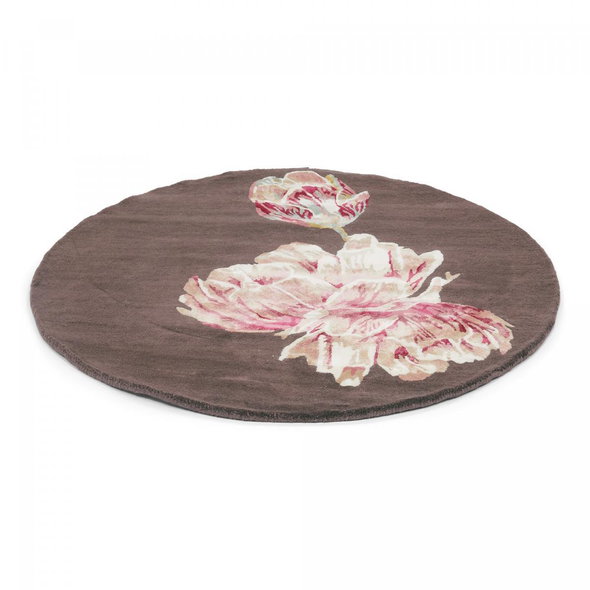 Tapis rond fait à la main en laine motif floral NUITORB
