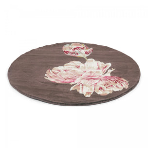 Tapis rond fait à la main en laine motif floral NUITORB