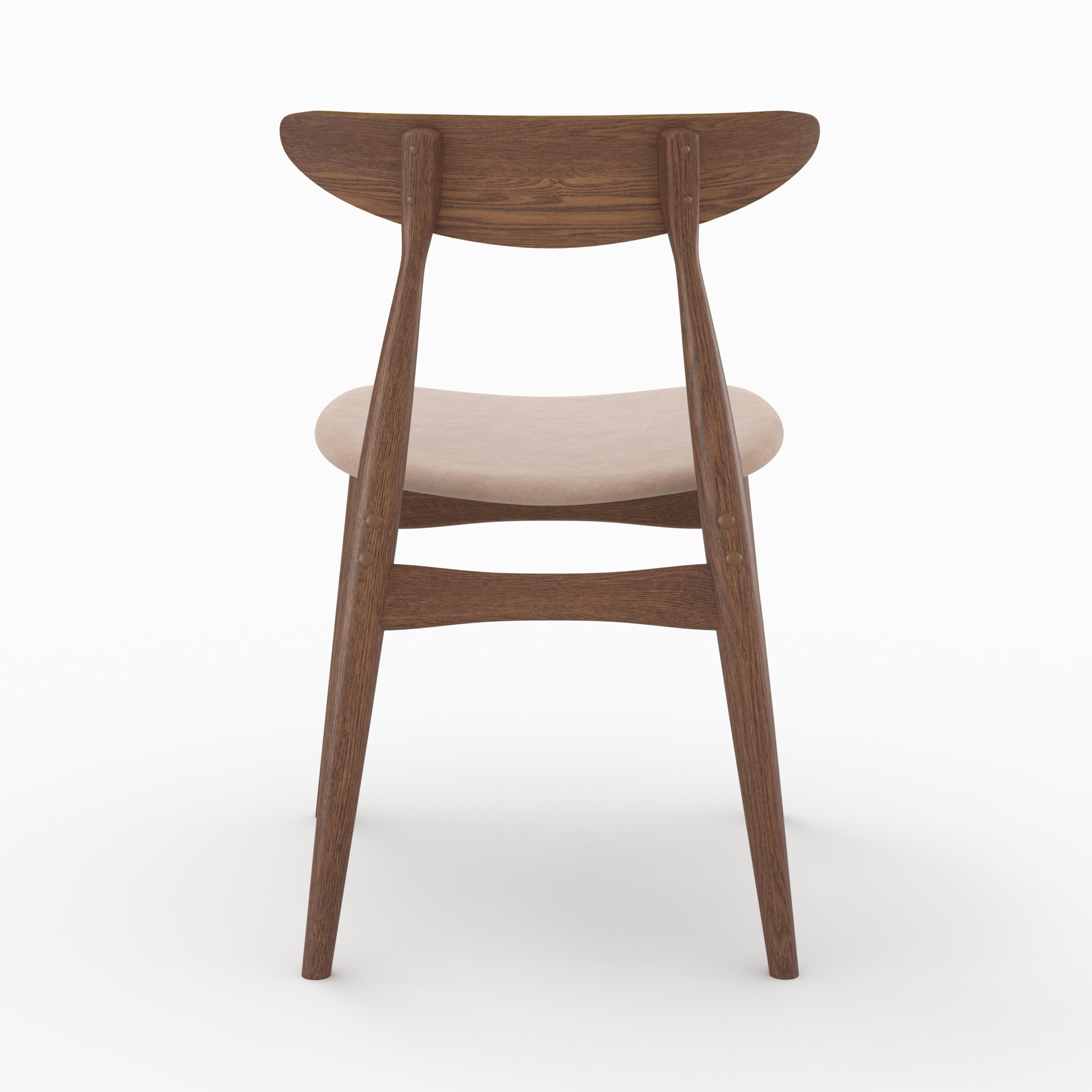 Lot de 2 chaises en tissu beige et bois d'hévéa - Josette