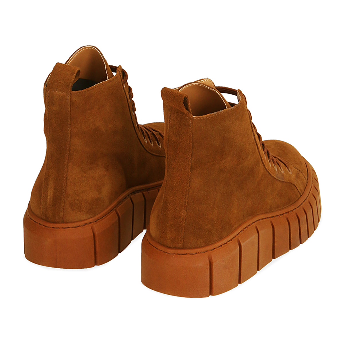 Sneakers cognac in camoscio, tacco 4 cm