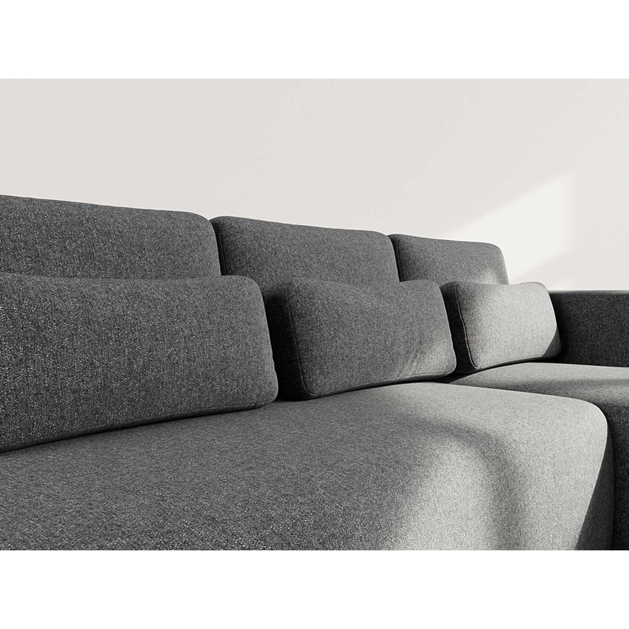 Mahina - canapé d'angle droit 4 places convertible avec coffre en tissu texturé - Gris Anthracite