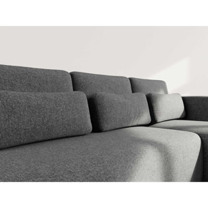 Mahina - canapé d'angle droit 4 places convertible avec coffre en tissu texturé - Gris Anthracite