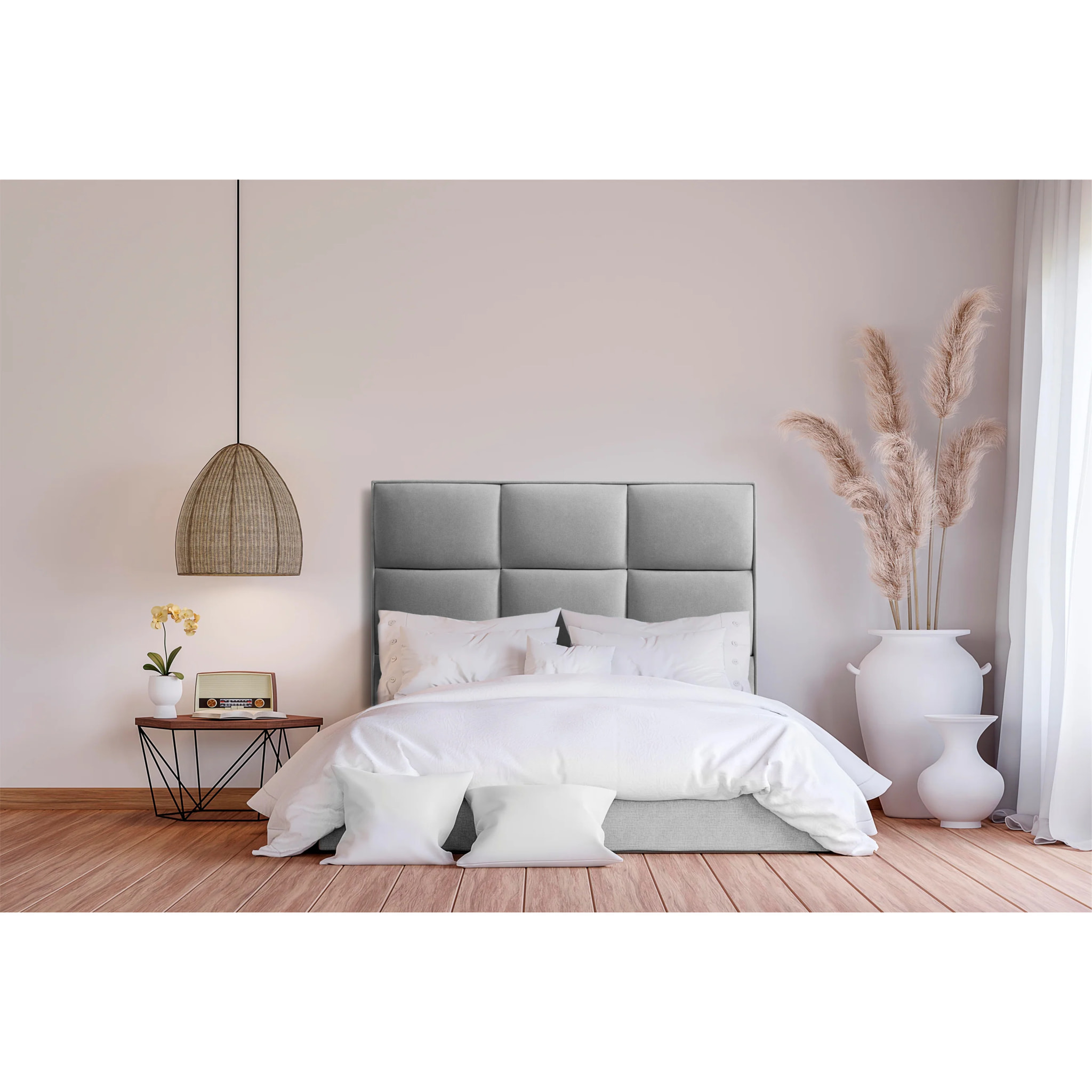 Cabecero de madera tapizado en tela para cama de 105 115x132