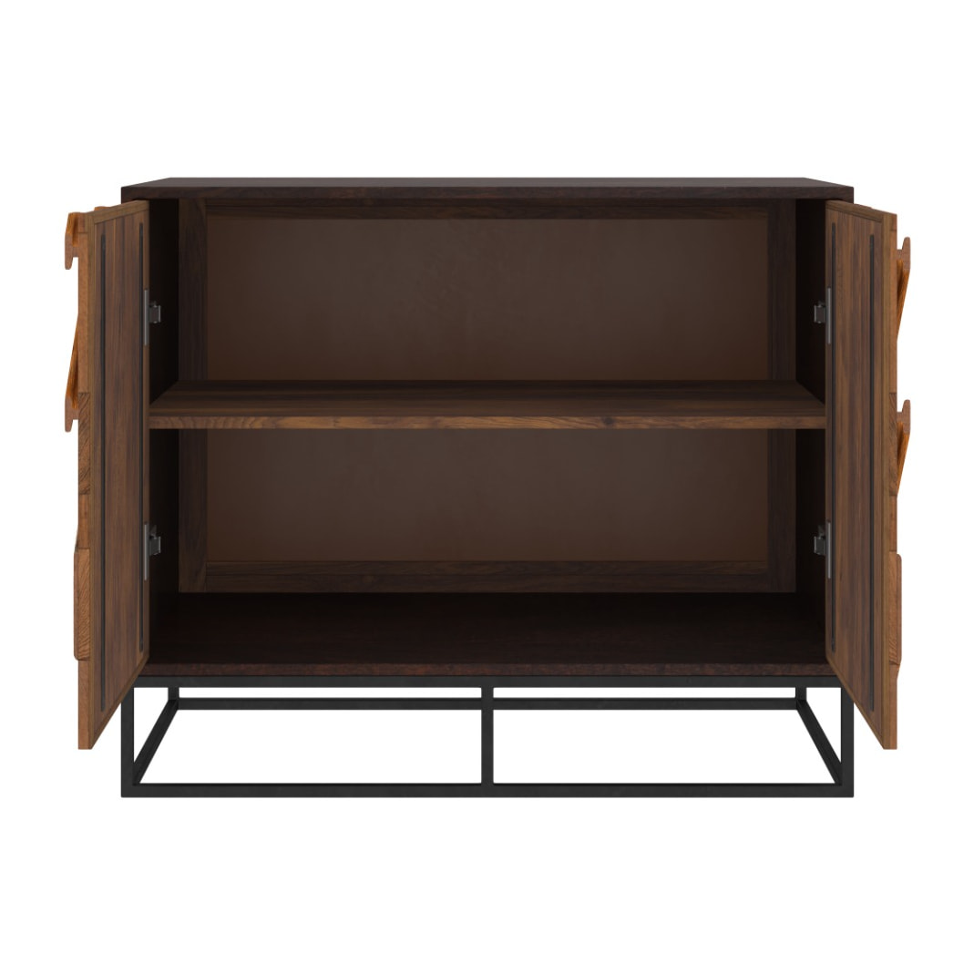 Commode 2 portes en bois d'acacia et bois recyclé - Krabi