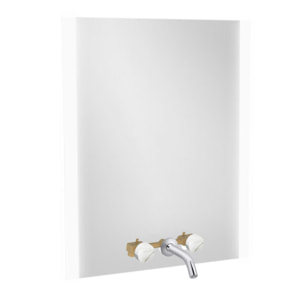 Miroir 3 trous 80 cm + mélangeur lavabo encastré 3 trous Grands Boulevards marbre sculptural et chromé