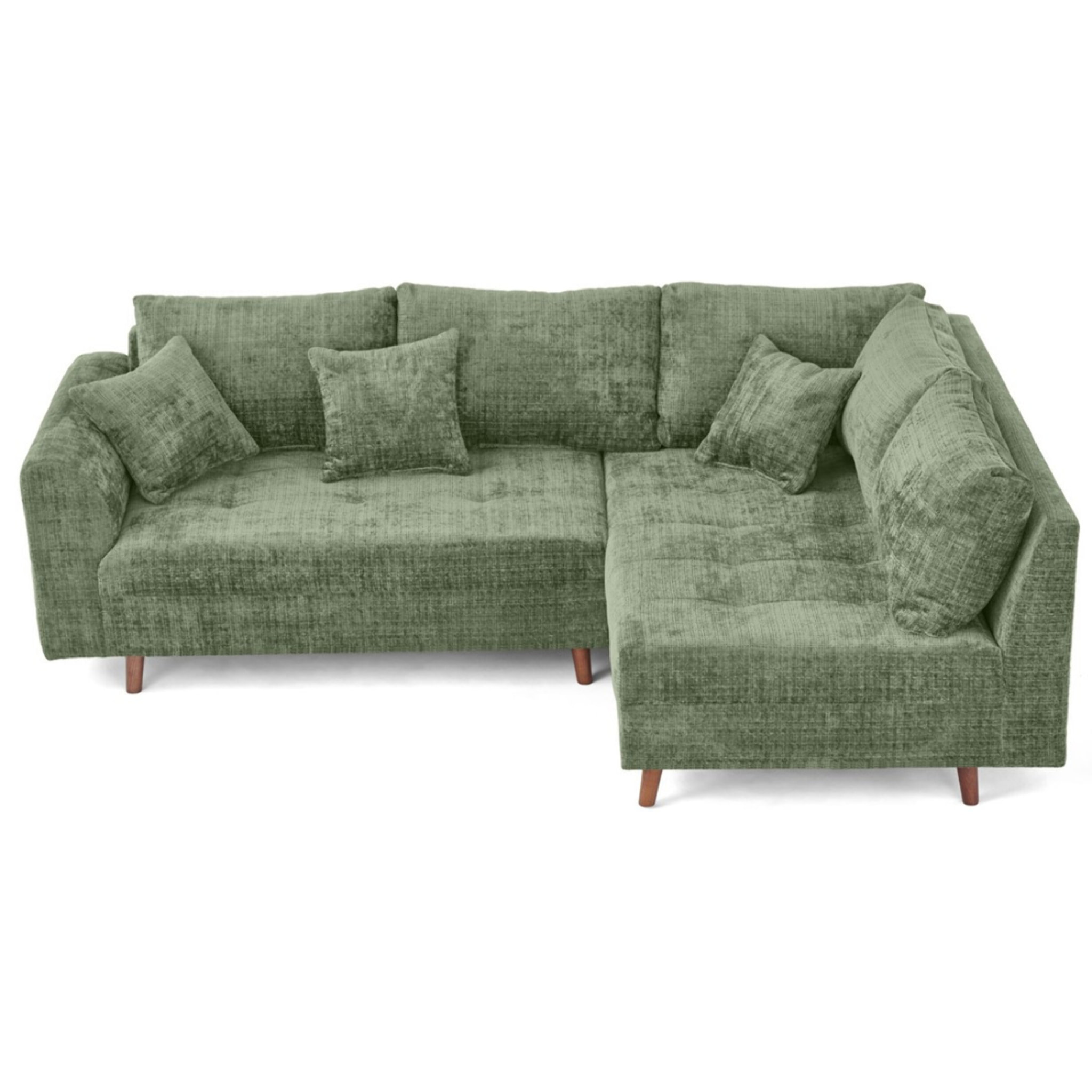 Rune - canapé d'angle droit 4 places en velours texturé - Vert sauge