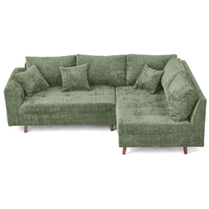 Rune - canapé d'angle droit 4 places en velours texturé - Vert sauge