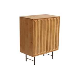 Buffet en bois manguier massif gravé et métal noir 2 portes L70 cm AGRA