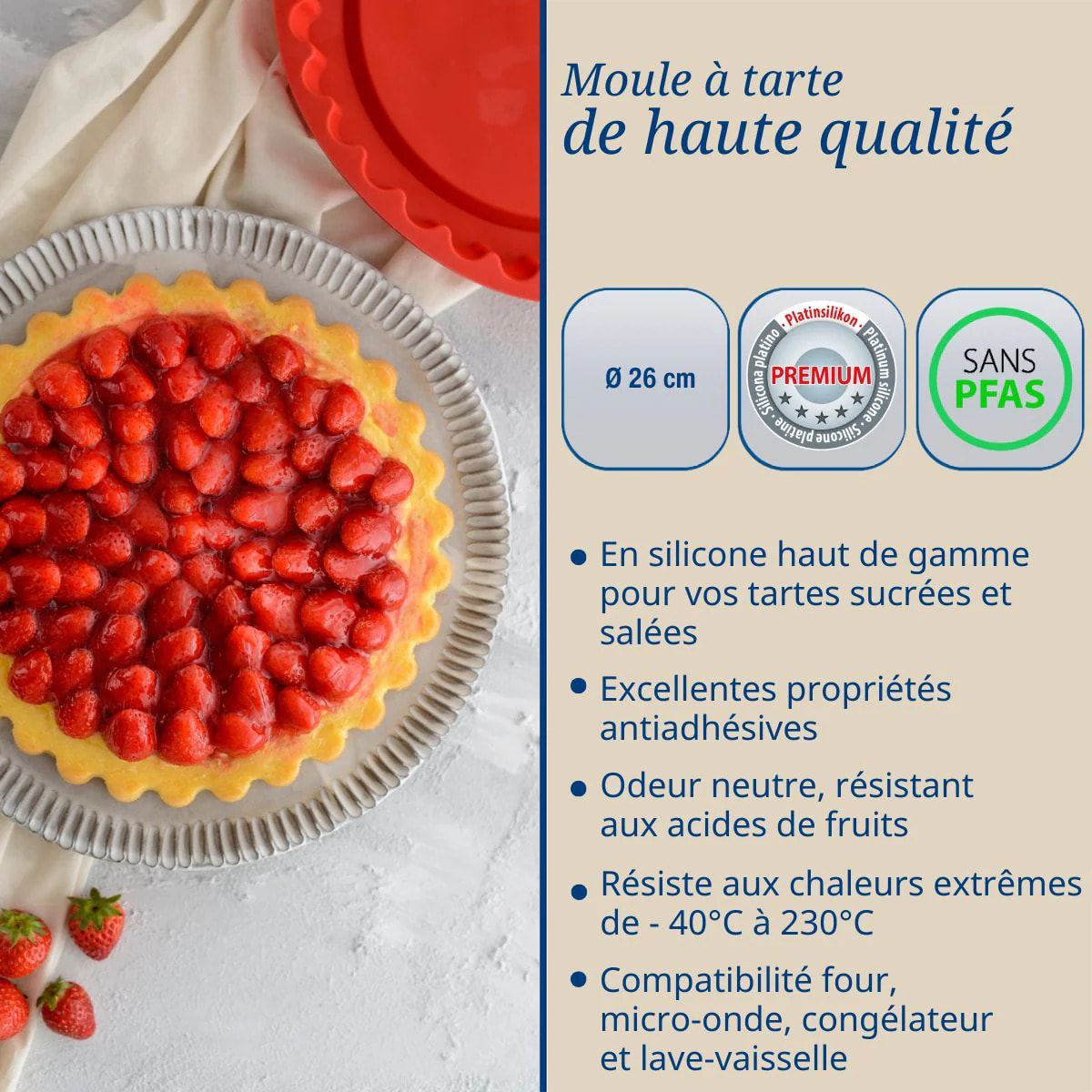 Moule à tarte en silicone rouge de 26 cm Dr. Oetker Flexxibel Love