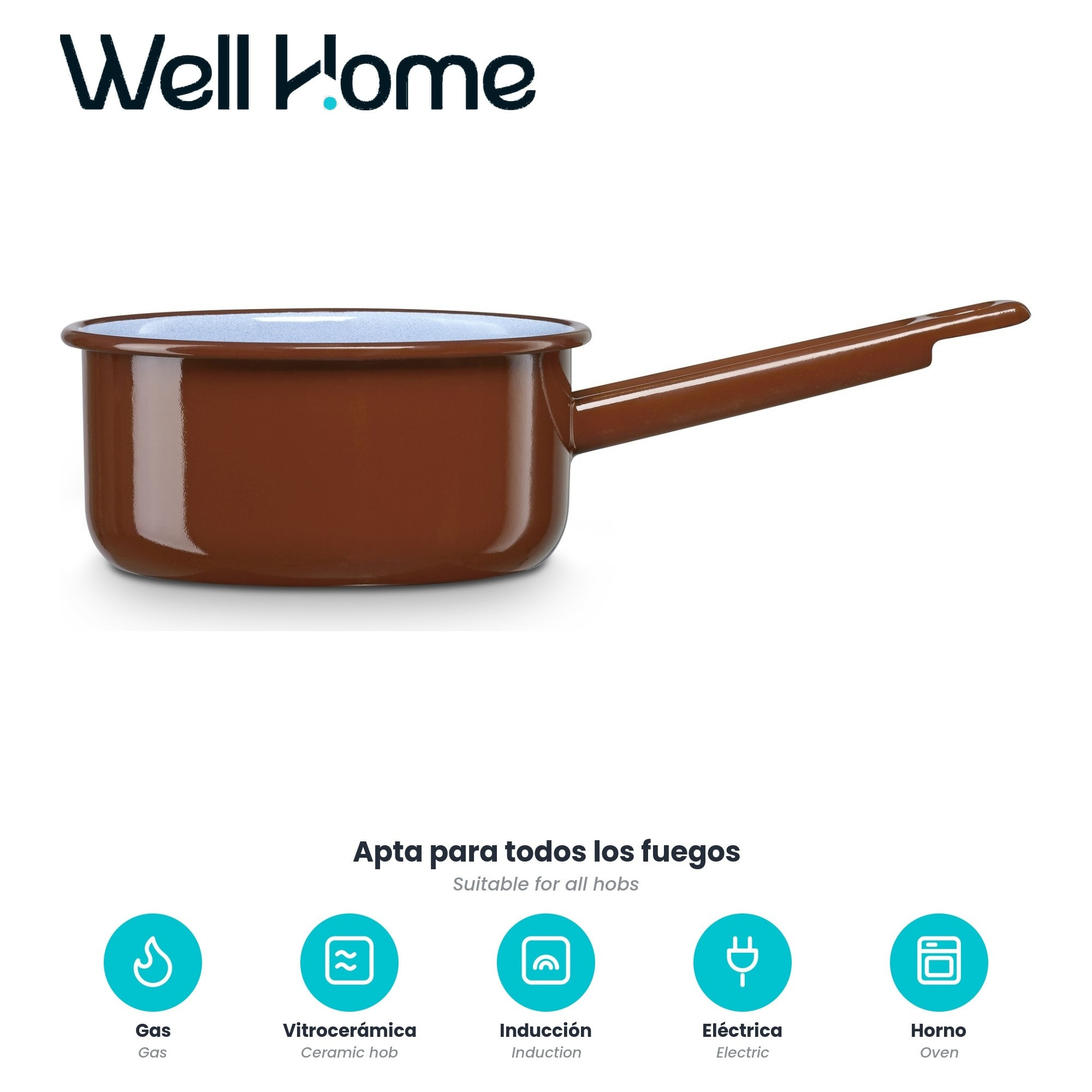 Cazo recto teja de acero esmaltado ideal para salsas y cremas