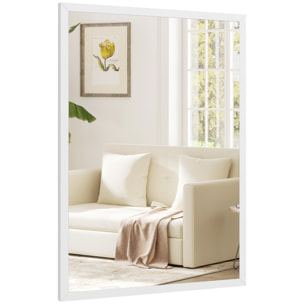 Miroir mural rectangulaire dim. 40L x 60H cm cadre bois blanc