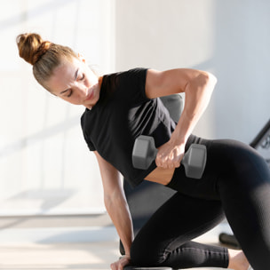 SPORTNOW Set 2 Manubri Esagonali da 9 kg in Metallo e Plastica con Impugnatura Antiscivolo, 25x11x11cm, Grigio