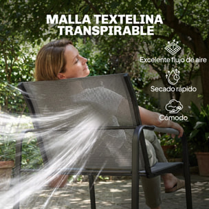 Conjunto de Jardín Exterior de 4 Piezas, Muebles Jardín Exterior con 1 Sofá de 2 Plazas, 2 Sillones y Mesa de Vidrio Templado, Estructura de Acero y Textilene Transpirable, Gris