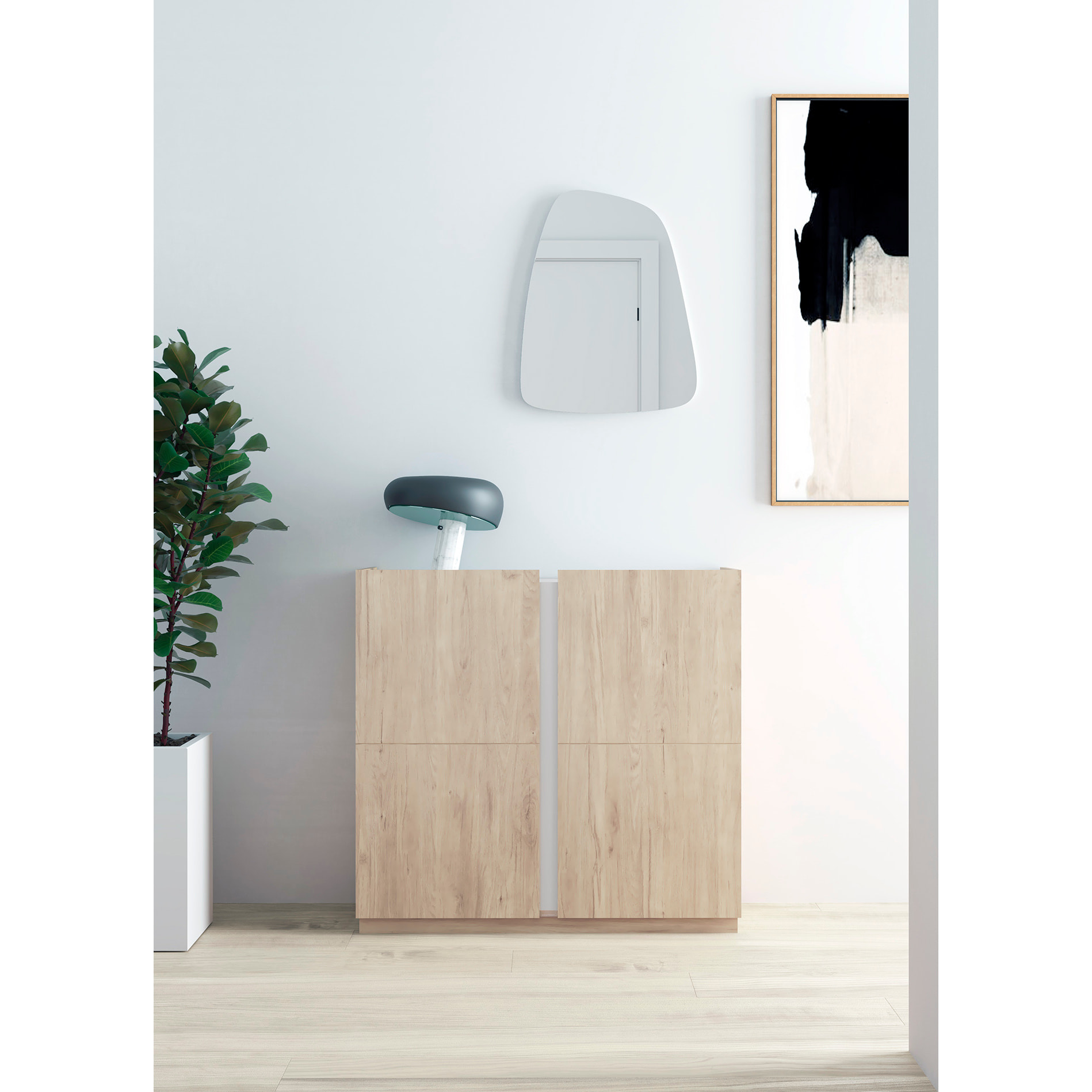 Espejo irregular Singular aglomerado roble claro 60x47x2 cm