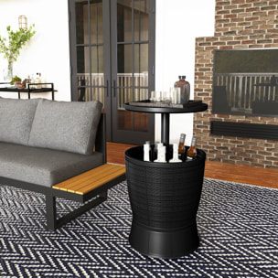 Mesa Nevera para Exterior, 41 L, 3 en 1, Cool Bar, Mesa Auxiliar, Altura Ajustable 58-84 cm, con Cubo de Hielo, Tapa Superior Elevable, para Fiesta, Piscina, Jardín, Patio, Negro