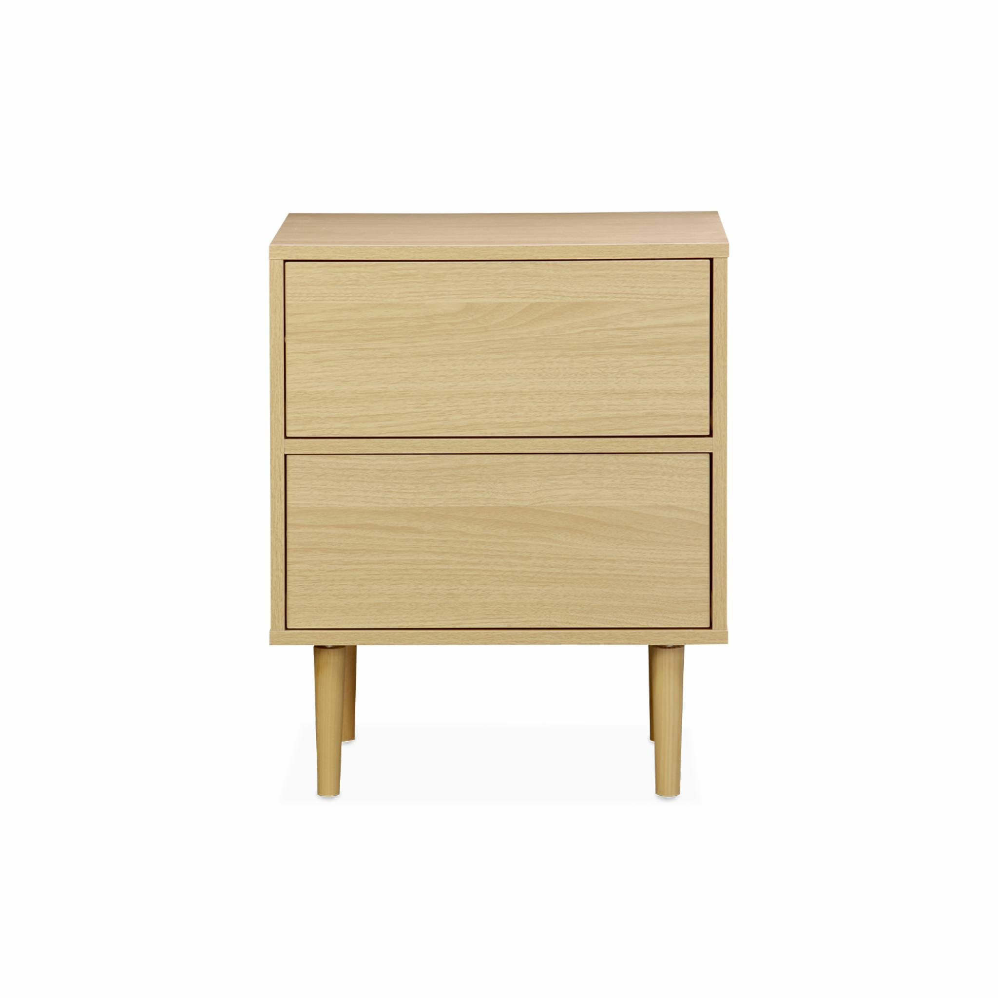 Lot de 2 tables de chevet décor bois naturel - Mika - 2 tiroirs - L 48 x l 40 x H 59cm