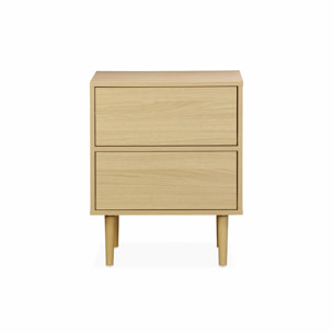Lot de 2 tables de chevet décor bois naturel - Mika - 2 tiroirs - L 48 x l 40 x H 59cm
