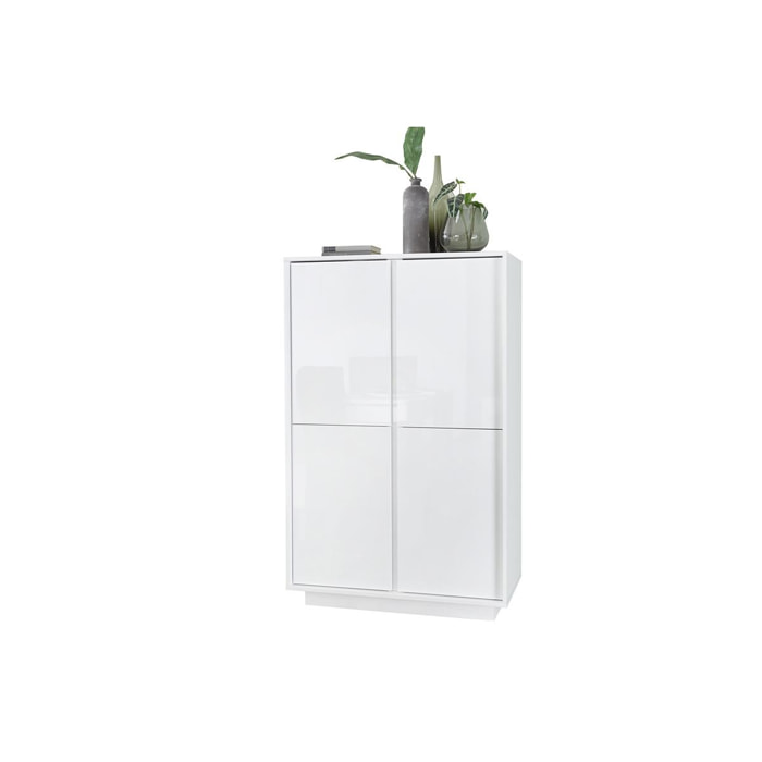 Buffet haut design blanc brillant 4 portes L92 cm COMO
