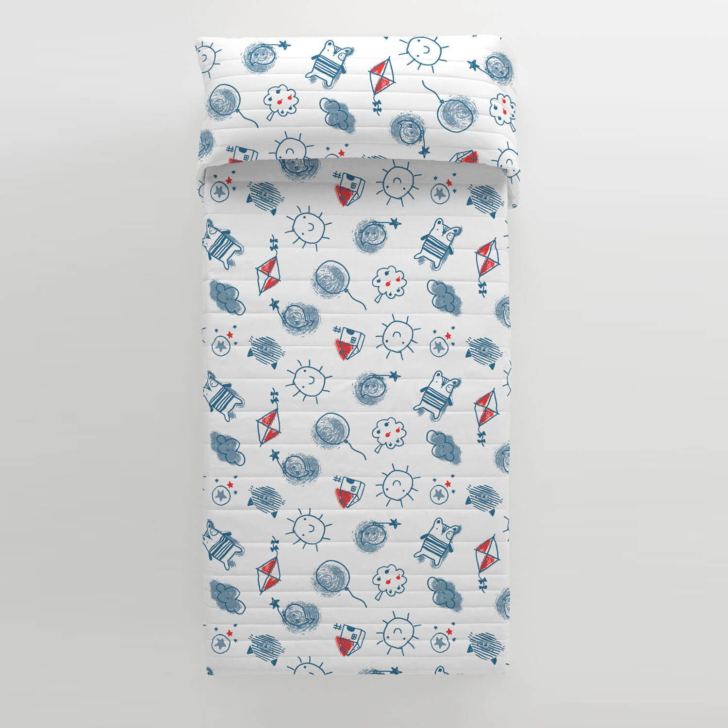 Cool Kids - Colcha Bouti Estampada - Reversible - Infantil - 100% Algodón - 70 gr/m² - Daddy Bear