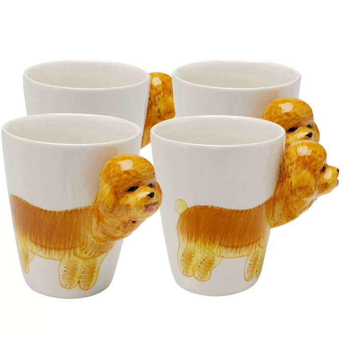 Mugs caniche set de 4 Kare Design