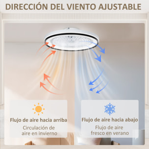 Ventilador de Techo con Luz LED 48,5 W Motor DC Reversible Lámpara Ventilador Techo Silenciosa con Mando a Distancia 6 Velocidades Temporizador para Salón Dormitorio Ø48 cm Blanco