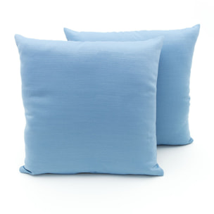 Coppia Cuscini Arredo In Tessuto Ottoman Tinta Unita Azzurro 31