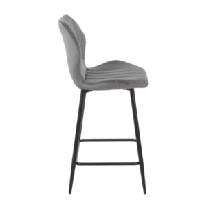 Chaise haute en velours capitonné avec dossier - 3 coloris - VICTOR