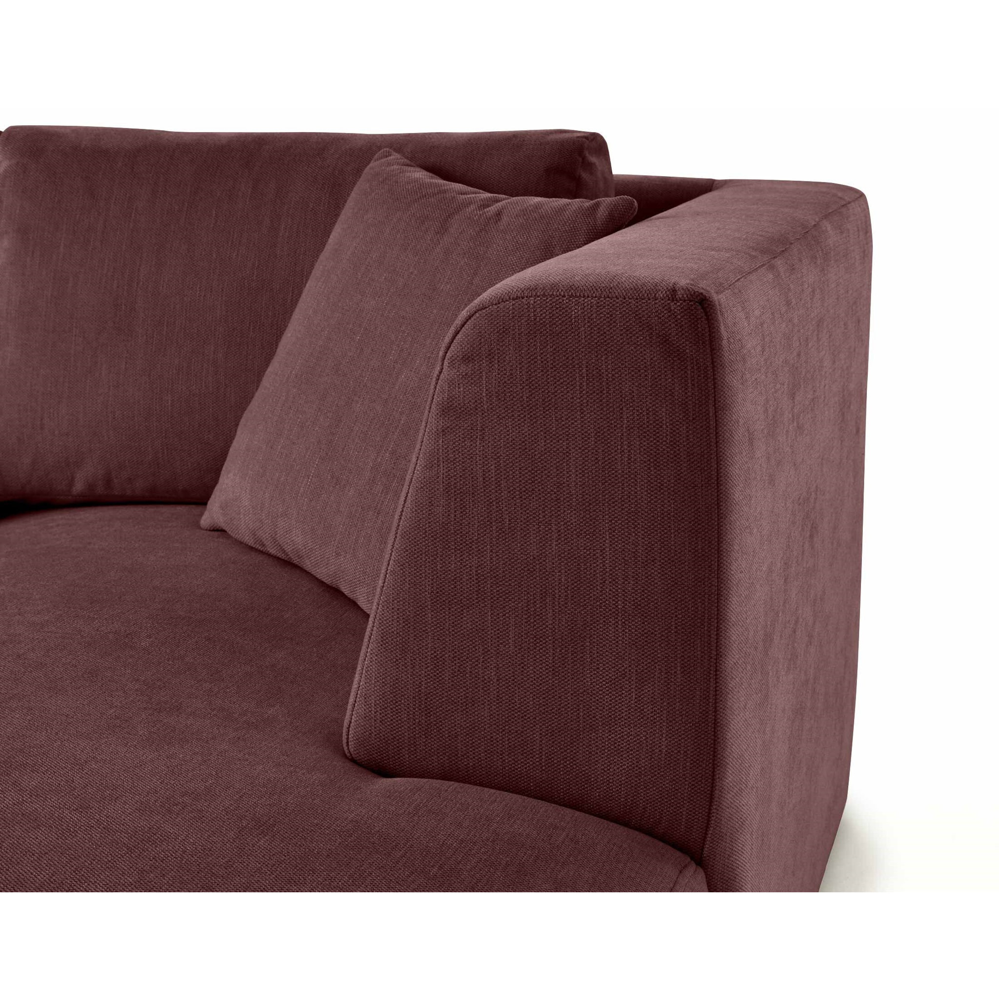 Santorini - module d'assise méridienne droit - en tissu texturé - Prune