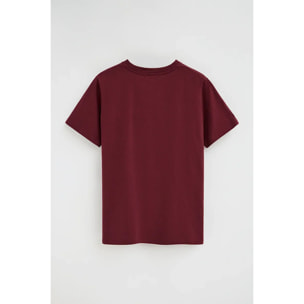 Camiseta granate de cuello pico con logo Rigby Go
