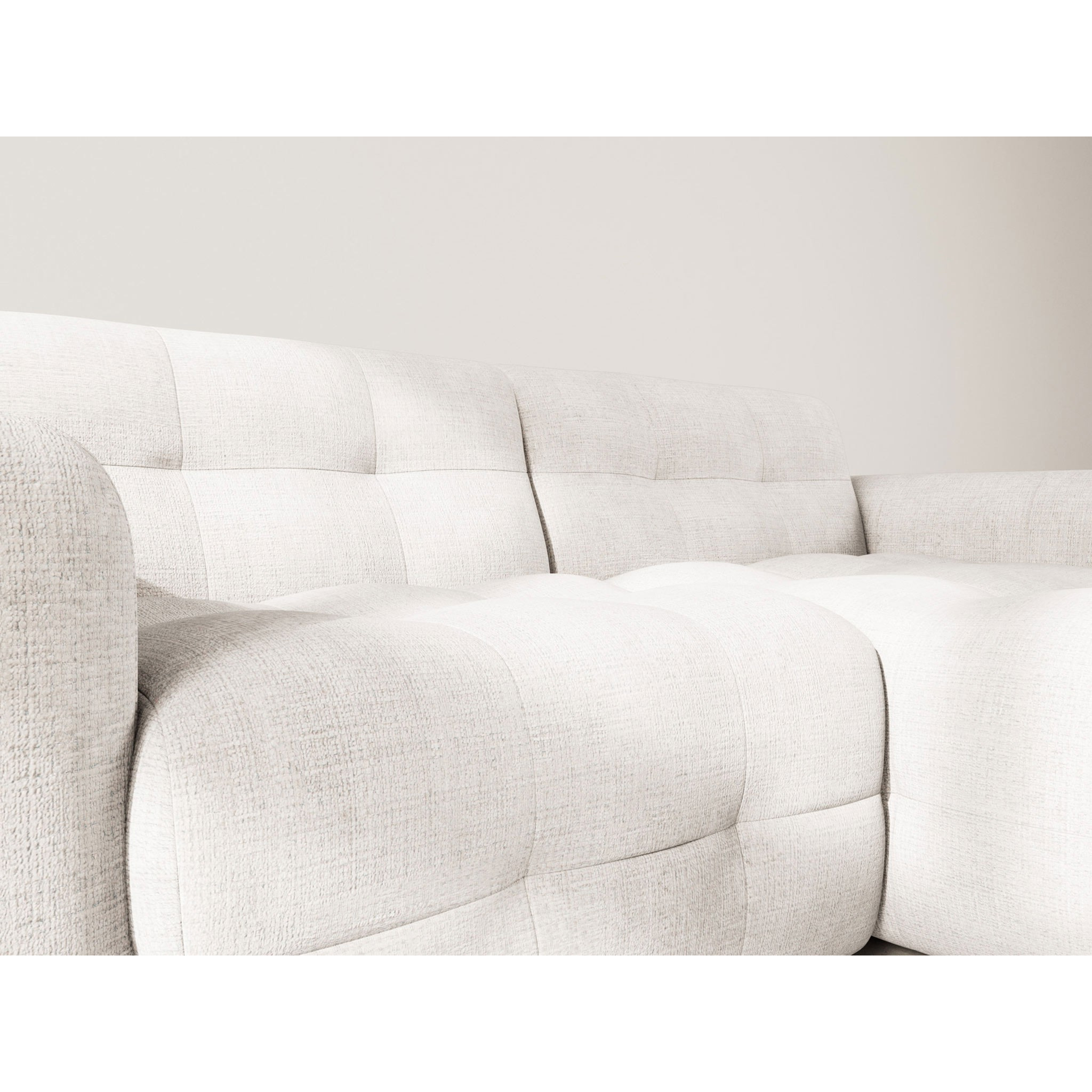 Diane - Canapé d'angle droit 4 places en velours texturé - Beige