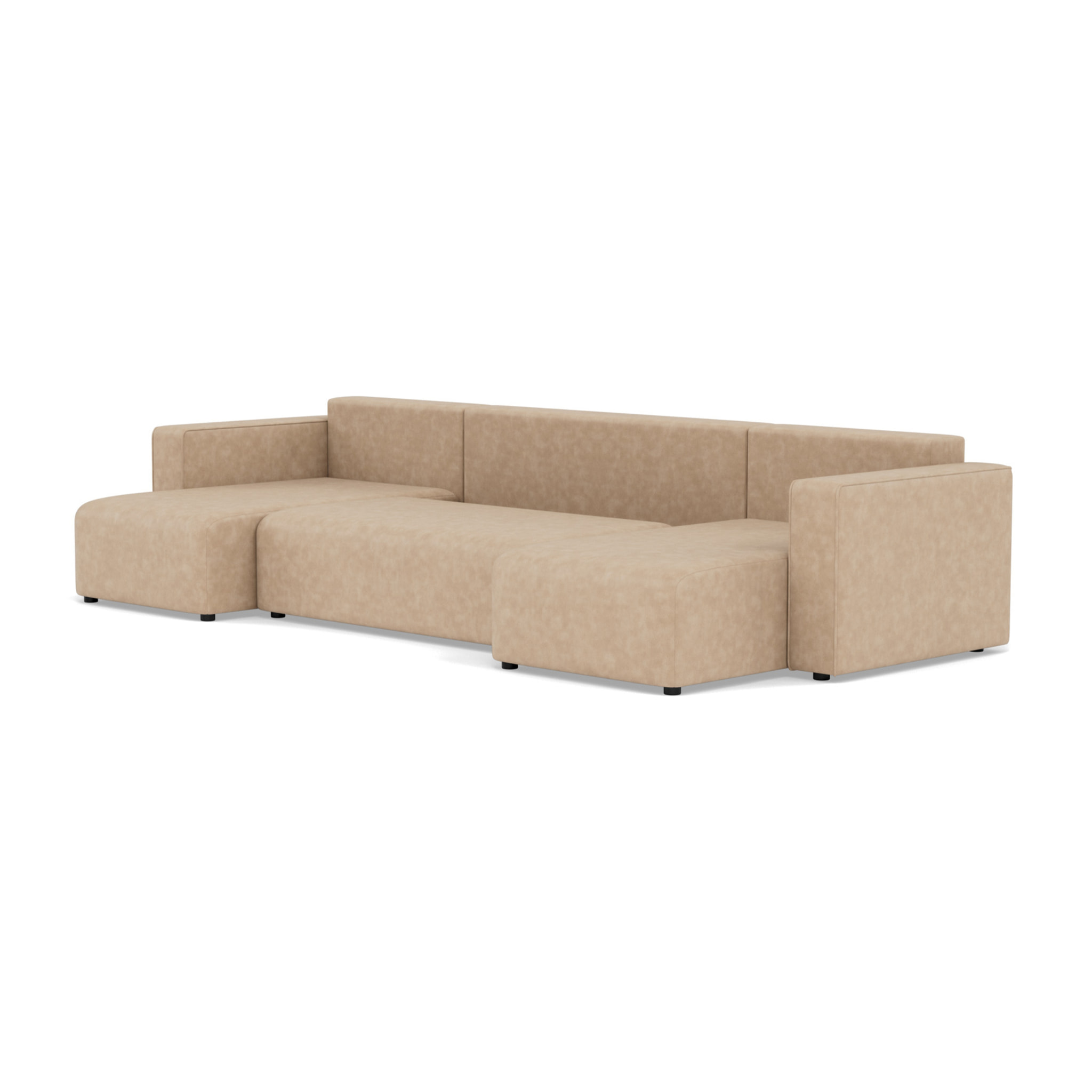 Topaze - canapé panoramique en U 7 places convertible avec coffre en simili - Beige