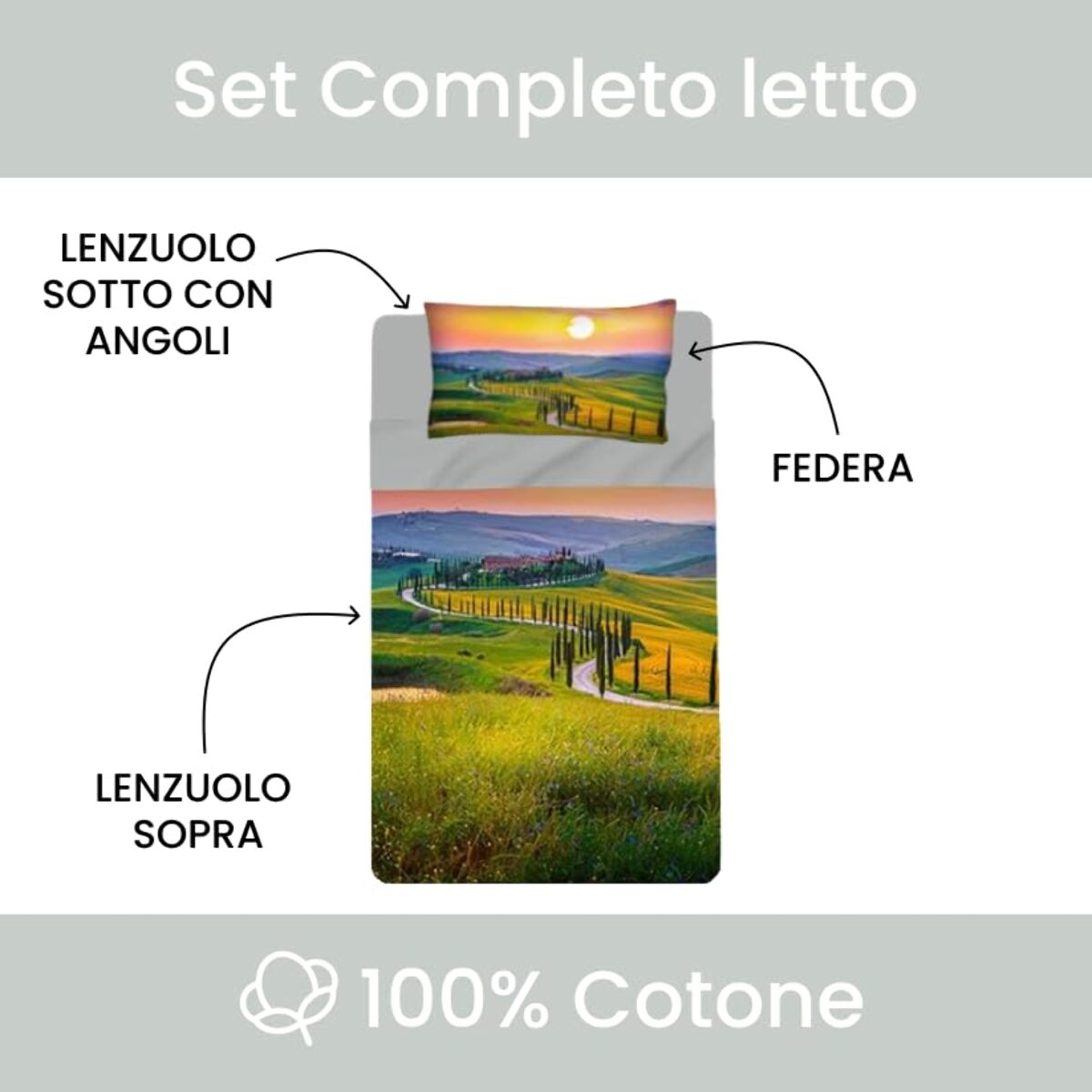 INTRECCI Set Lenzuola Singolo in Cotone, Stampa Alta Qualità, Lenzuolo Sotto + Lenzuolo Sopra + 1 Federa, Comfort, Morbidezza, per Pelli Sensibili, non Stringe in Lavatrice. Fantasia: Spring Dogs