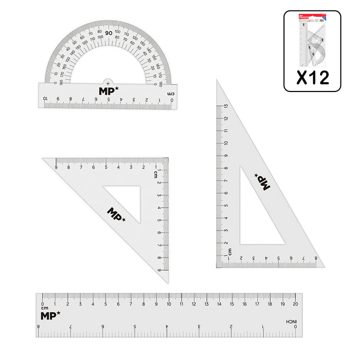 PACK 24 pz REGOLI DA DISEGNO 4 PEZZI