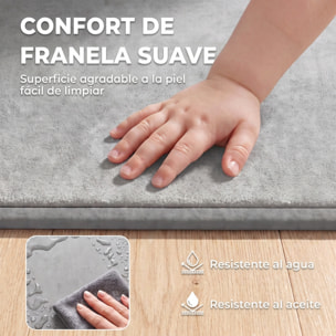 AIYAPLAY Alfombra Bebés Acolchada, 127x127 cm, Espuma de 3 cm, Colchoneta de Juegos, Franela Suave, Antideslizante, Resistente al Agua y Fácil de Limpiar, Gris Claro