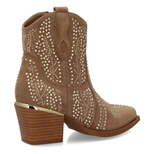 Botin de mujer con detalles brillantes y estilo Cowboy, ideal Otoño invierno