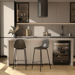 Chaise pour îlot central 65 cm en cuir synthétique gris/noir - Henrik