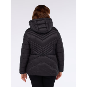 Fiorella Rubino - Plumífero acolchado con diseño chevron y capucha - Negro