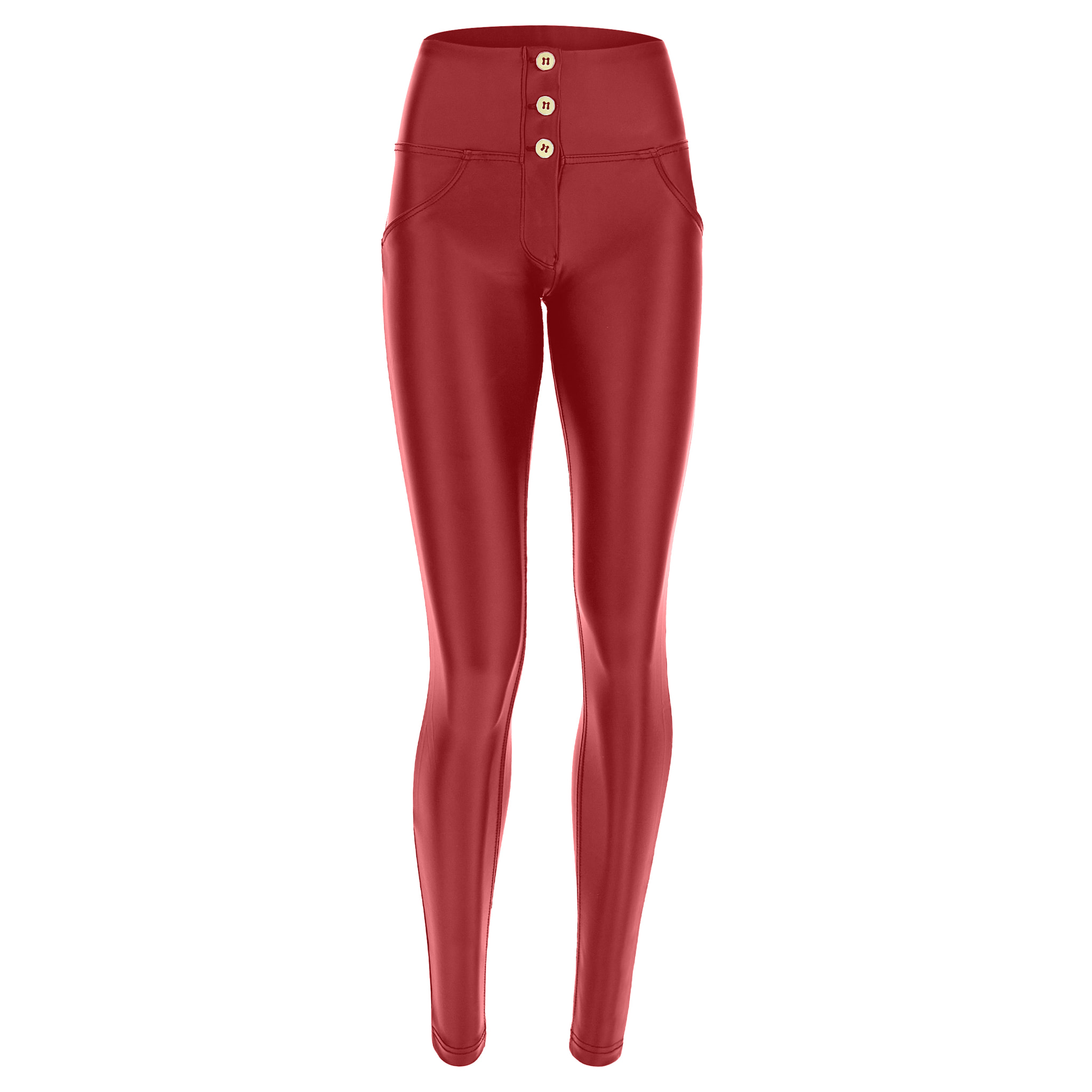 Pantaloni push up WR.UP® skinny vita alta bottoni similpelle